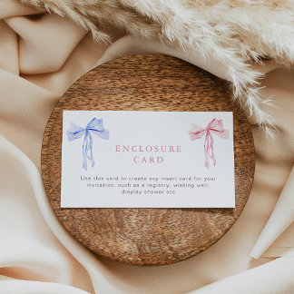 Bow Enclosure Card Gender Reveal Custom Insert