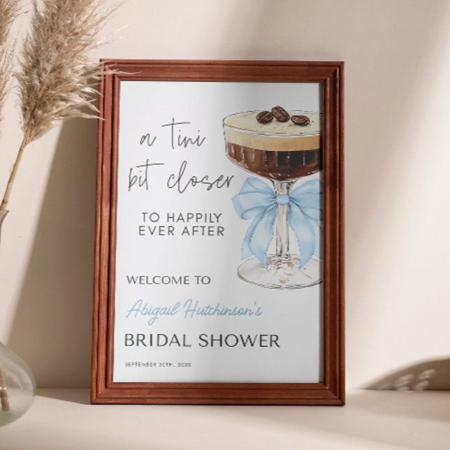 Bow Espresso Martini Bridal Shower -  24x36 Poster (Blue Bow Espresso Martini Bridal Shower - 24x36 Poster)