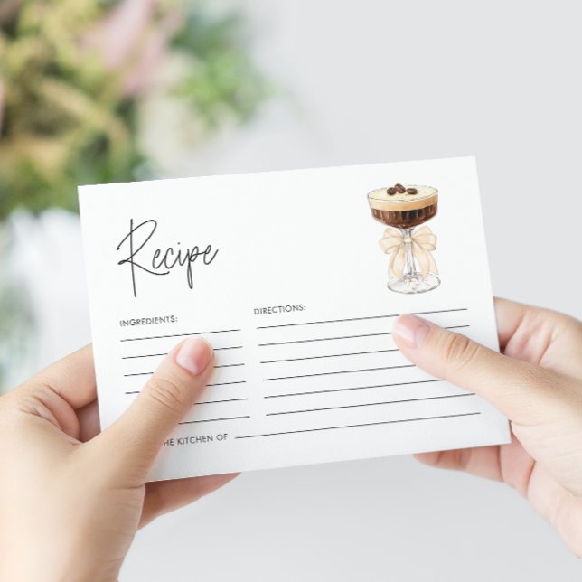 Bow Espresso Martini Bridal Shower Recipe Enclosure Card (Bow Espresso Martini Bridal Shower - Registry Enclosure Card)