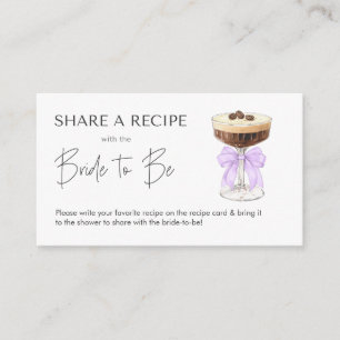 Bow Espresso Martini Bridal Shower Recipe Enclosure Card