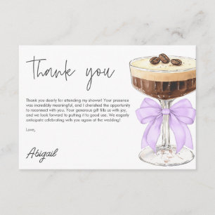 Bow Espresso Martini Bridal Shower Thank You Enclosure Card