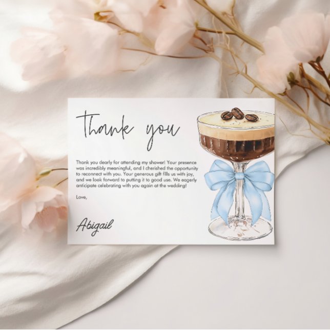 Bow Espresso Martini Bridal Shower Thank You Enclosure Card (Bow Espresso Martini Bridal Shower Thank You Enclosure Card)