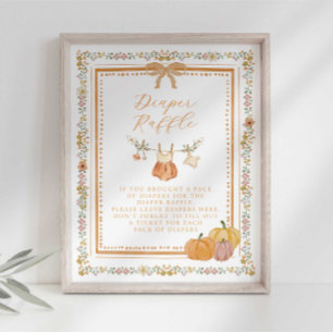 Bow Fall in Love Baby Shower Diaper Raffle Sign
