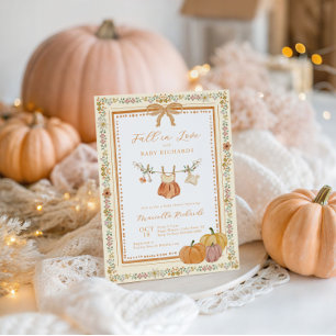 Bow Fall in Love Fall Baby Shower Girl Invitation