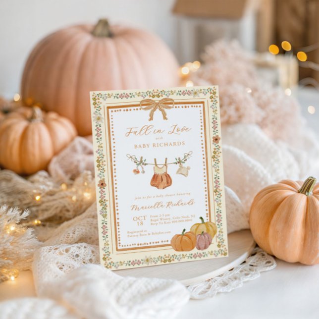 Bow Fall in Love Fall Baby Shower Girl Invitation (Creator Uploaded)
