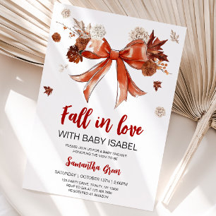 Bow Fall in Love with Baby Baby Shower Invitation