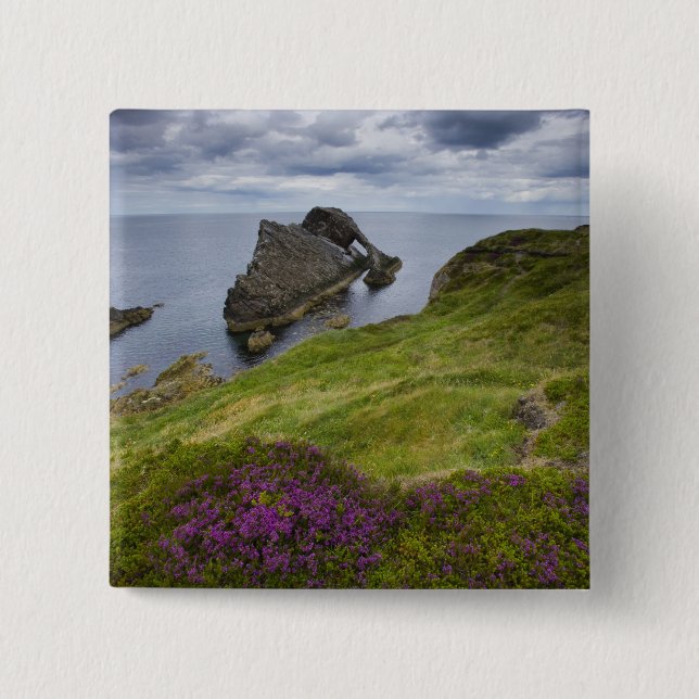 Bow Fiddle Rock, Portknockie, Scotland 15 Cm Square Badge (Front)