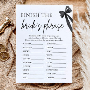 Bow Finish the Bride's Phrase Bridal Shower Game Invitation