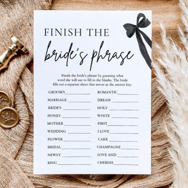 Bow Finish the Bride's Phrase Bridal Shower Game Invitation (Bow Finish the Bride's Phrase Bridal Shower Game)