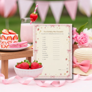 Bow First Birthday Word Scramble Game card