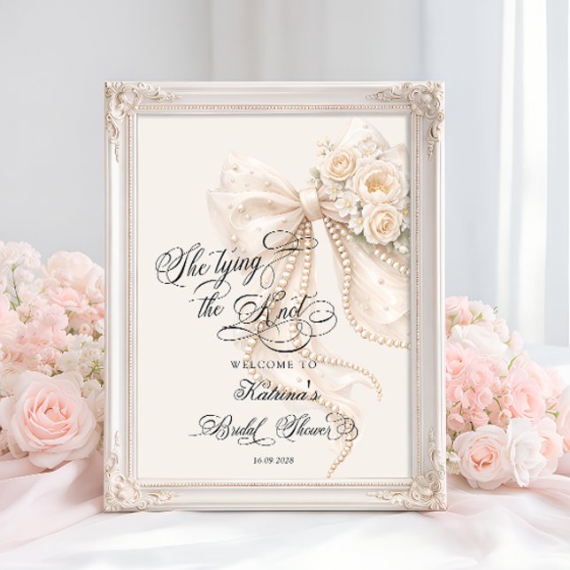 Bow Floral Bridal Shower Welcome Poster (Creator Uploaded)