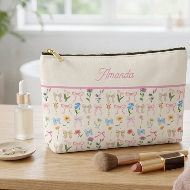 Bow Floral Elegant Grace Trendy Accessory Pouch (Creator Uploaded)