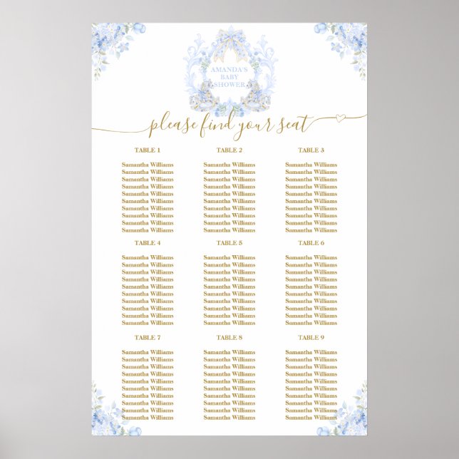 Bow Floral Teddy Bear Crest seating chart (Front)