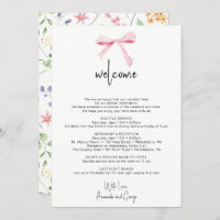 Bow floral Wedding Welcome Bag Letter Itinerary