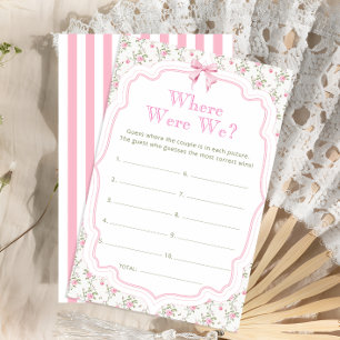 Bow Floral Where Were We  Bridal Shower Game