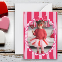 Bow Frame Kid Photo Valentine Card, Child School
