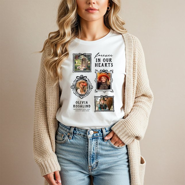 Bow Frame Photo Collage Memorial T-Shirt (Creator Uploaded)