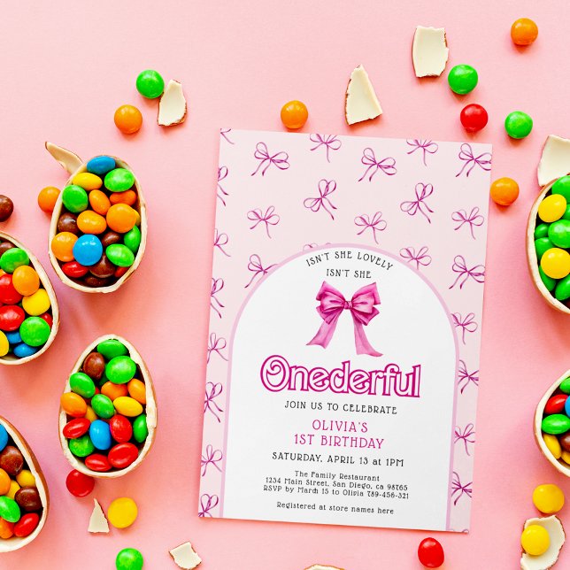 Bow Girl 1st Birthday Invitations (Creator Uploaded)