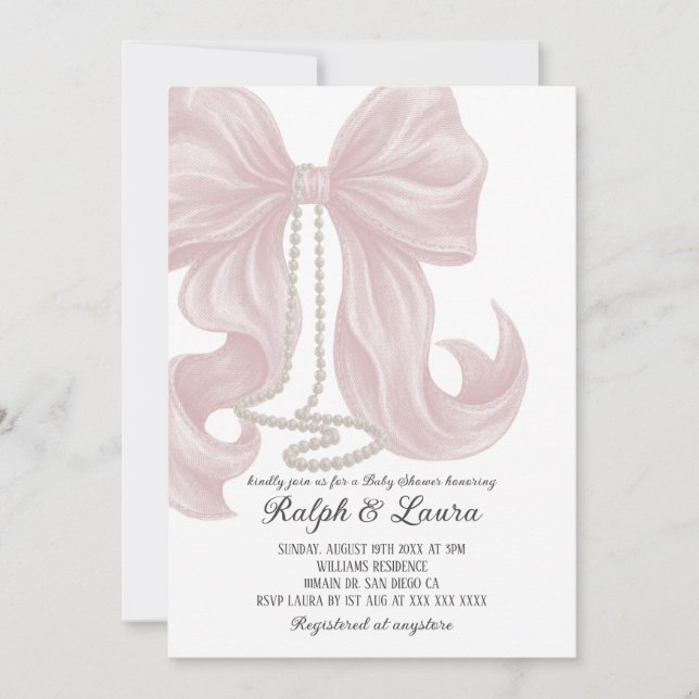 Bow Girl Baby Shower Invitation (Front)