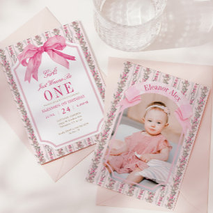 Bow Girls Just Wanna Be One 1st Birthday Photo Invitation