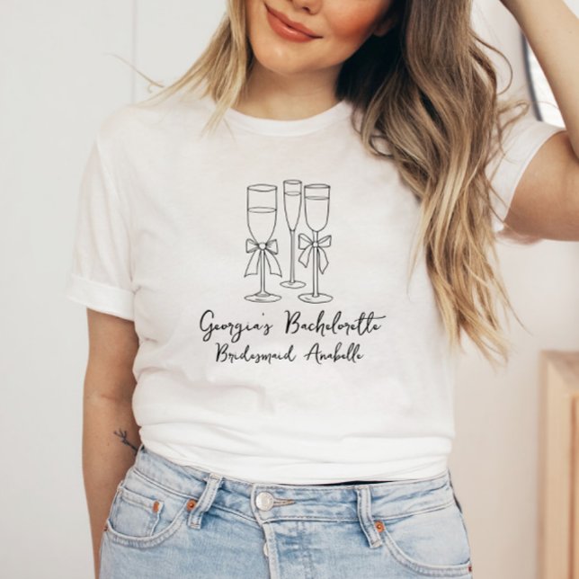 Bow Girls Weekend Modern Script Bachelorette T-Shirt (Creator Uploaded)
