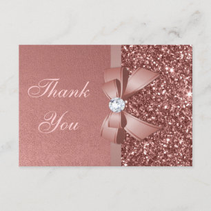 Bow Glitter Rose Gold Graduation Thank You