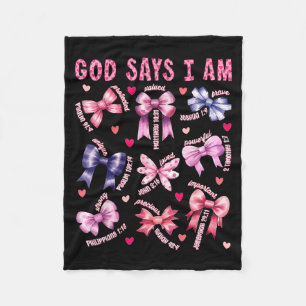 Bow God Say I Am Christian Girl Teen Women Bible V Fleece Blanket