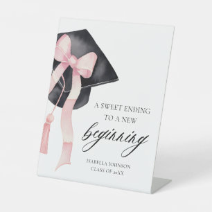 Bow Grad Party A Sweet Ending To A New Beginning Pedestal Sign