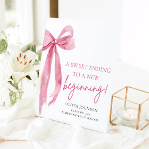 Bow Graduation A Sweet Ending To A New Beginning Pedestal Sign