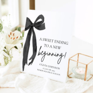 Bow Graduation A Sweet Ending To A New Beginning Pedestal Sign