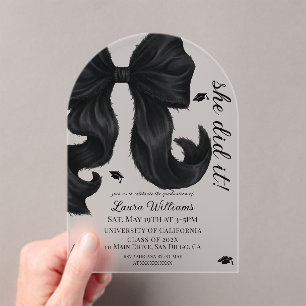 Bow Graduation She Did It Acrylic Invitations