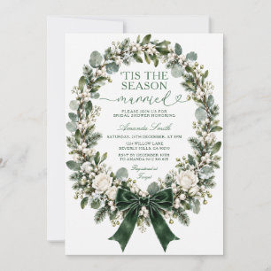 Bow Green The Season to Be Married Bridal Shower Invitation