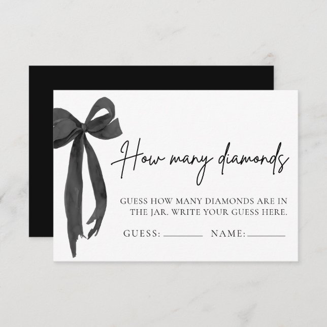 Bow Guess How Many Diamonds Bridal Shower Game Invitation (Front/Back)