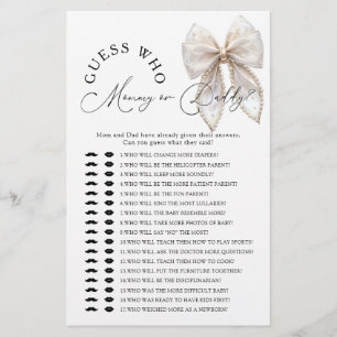 Bow Guess Who Mommy or Daddy Baby Shower Game