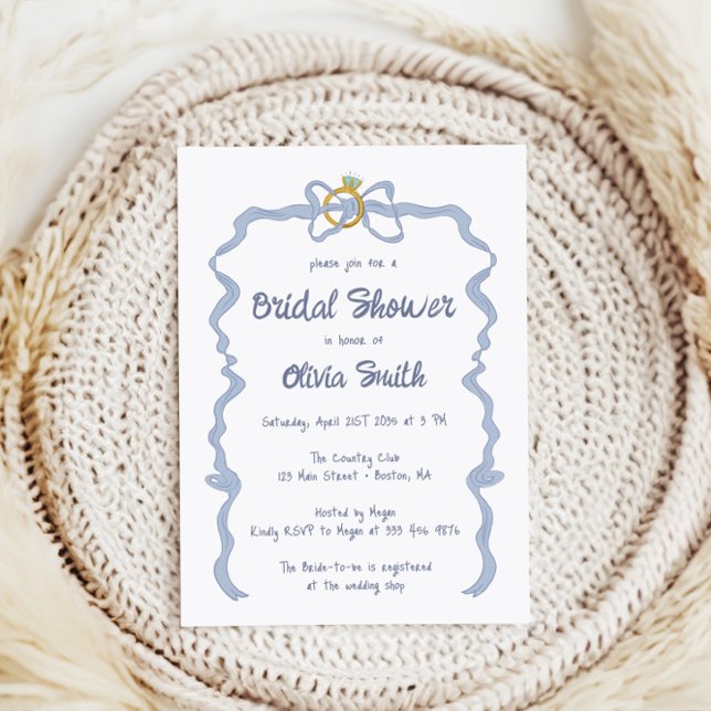 Bow hand drawn Bridal shower party invitation (Creator Uploaded)