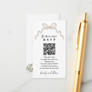 Bow hand drawn Wedding Website insert QR CODE 