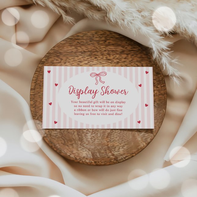 Bow Hearts Valentine Baby Shower Display Shower Enclosure Card (Creator Uploaded)