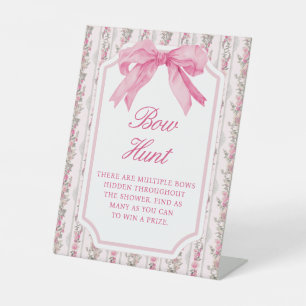 Bow Hunt Coquette Baby Shower Guessing Game Pedestal Sign