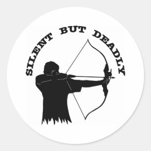 Bow Hunting Archery Silent But Deadly Classic Round Sticker