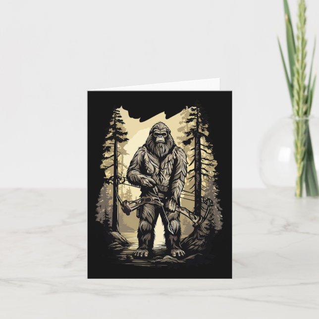 Bow Hunting Bigfoot Funny Hunting Gift  Card (Front)