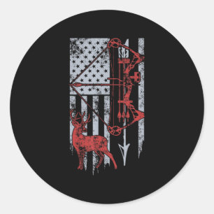 Bow Hunting Deer Flag for Men Or Women Hunters  Classic Round Sticker