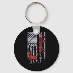 Bow Hunting Deer Flag for Men Or Women Hunters Key Ring