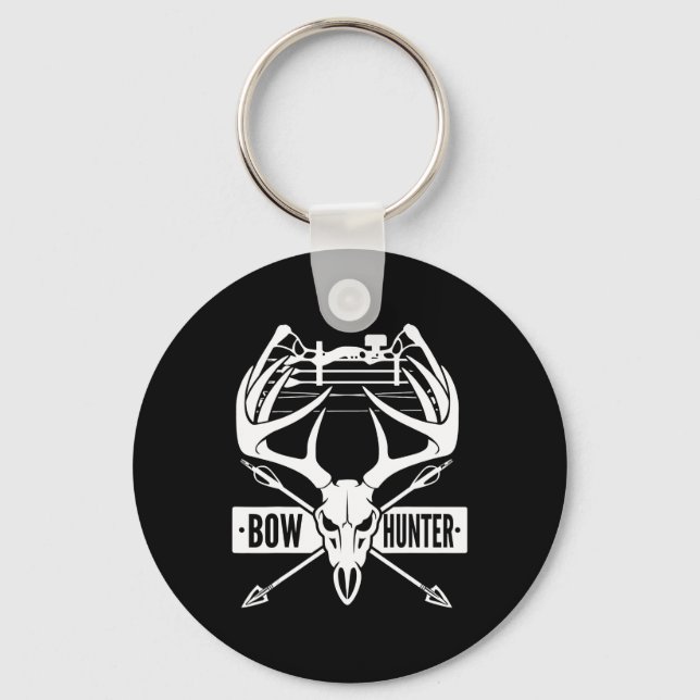 Bow Hunting Deer Skull Compound Bow Archery Gift Key Ring (Front)