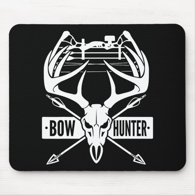 Bow Hunting Deer Skull Compound Bow Archery Gift Mouse Pad (Front)