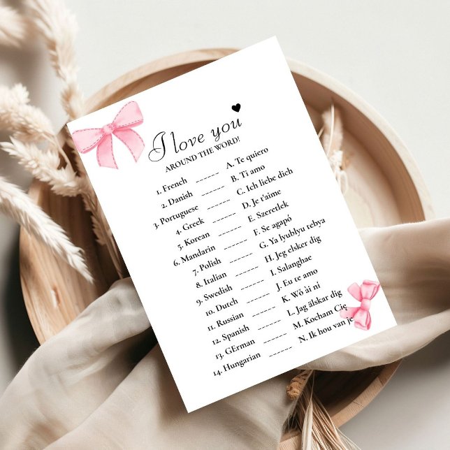 Bow I love you around the world bridal game Card (Creator Uploaded)