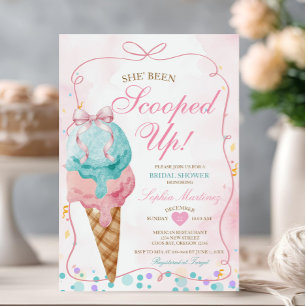 Bow Ice Cream She's been Scooped Up Bridal Shower Invitation