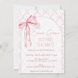 Bow Invite, Bridal Shower, Coquette Ribbon,  Invitation