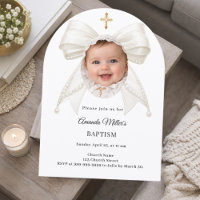 Bow Ivory Pearls Photo Girl Elegant Baptism Arch
