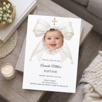 Bow Ivory Pearls Photo Girl Elegant Baptism