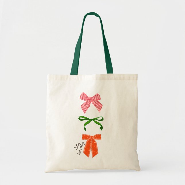 Bow Jolly Little Things Christmas  Tote Bag (Front)